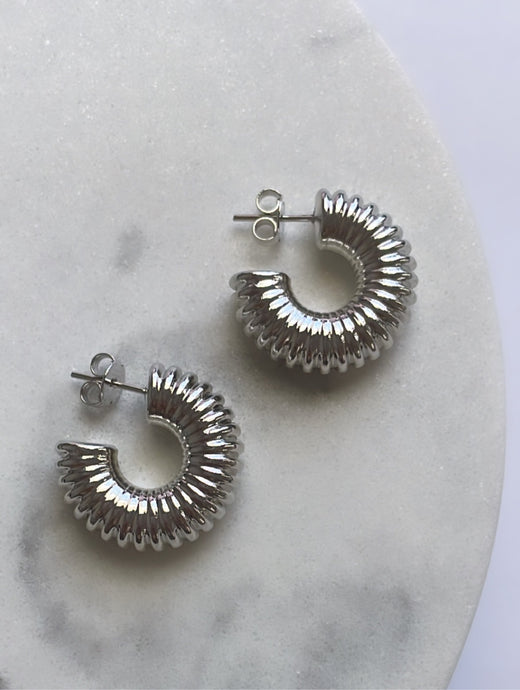 Silver Caracol Hoops